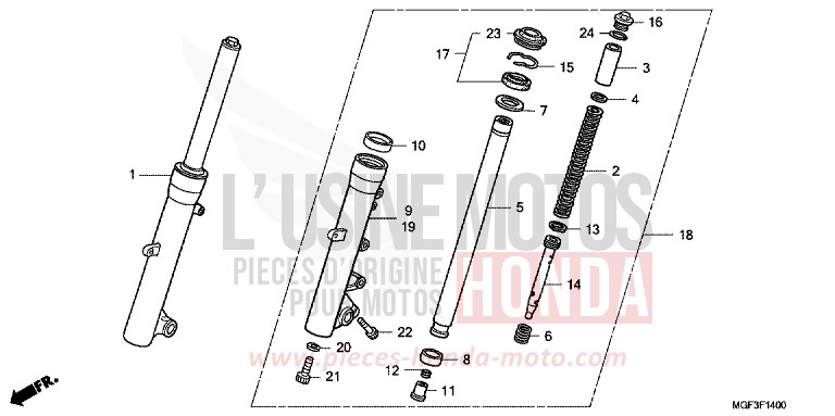 FOURCHETTE AVANT de SILVER WING SWORD SILVER METALLIC (NHA95) de 2011